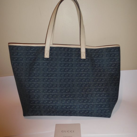 Gucci Handbags - Gucci GG Logo Denim Jean Neverfull Purse Tote Bag